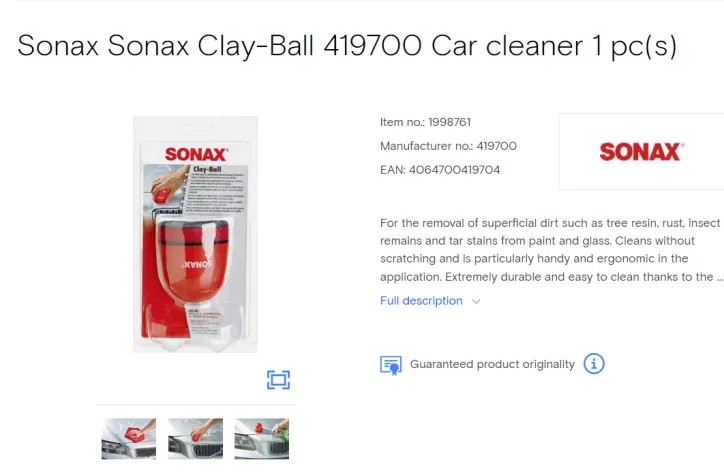 Temos o prazer de estudar a Sonax, a melhor marca de bola mágica de argila do mundo.